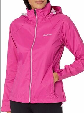Columbia Women's Pink Packable Hooded Rain Jacket Sz XXL